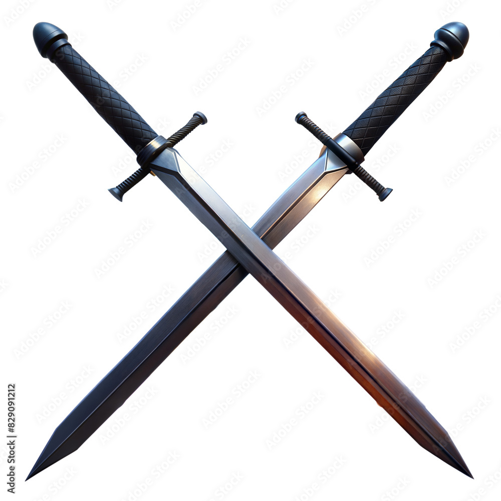 Medieval Dual Swords Crossed On Transparent Background