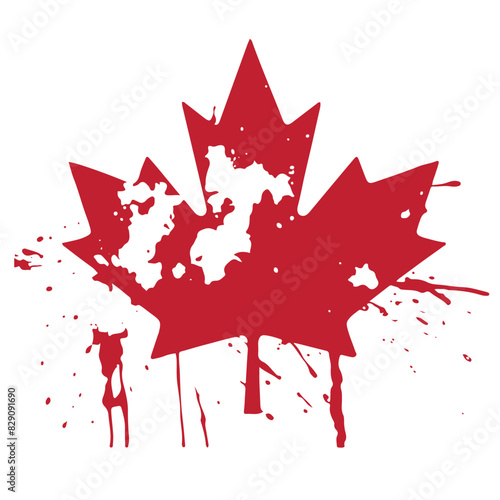 Distressed Canada Maple Leaf Vector
