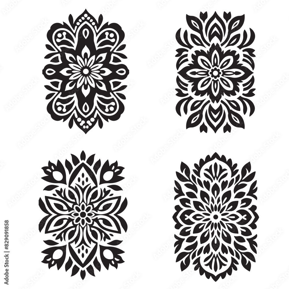 Floral Pattern Stencil Vector Set Floral Pattern Stencil Vector Set