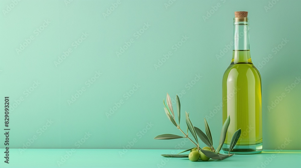 Commercial Photography: Olive Oil Bottle with Olive Branch on Isolated Background Commercial Photography: Olive Oil Bottle with Olive Branch on Isolated Background