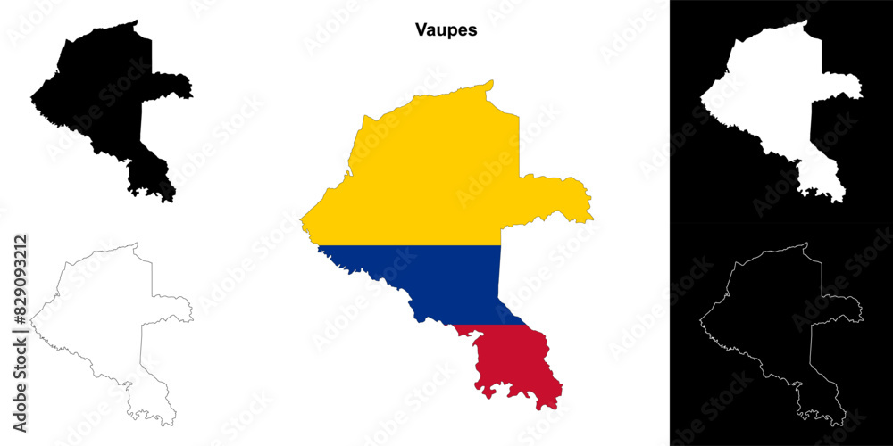 Fototapeta premium Vaupes department outline map set