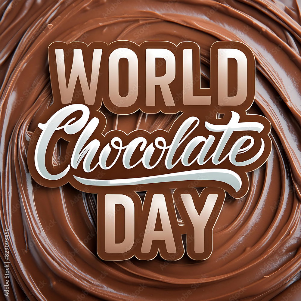 A poster for world chocolate day with chocolates in the background A poster for world chocolate day with chocolates in the background