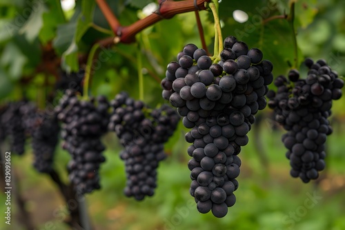 Multiple large grapes on tree branches