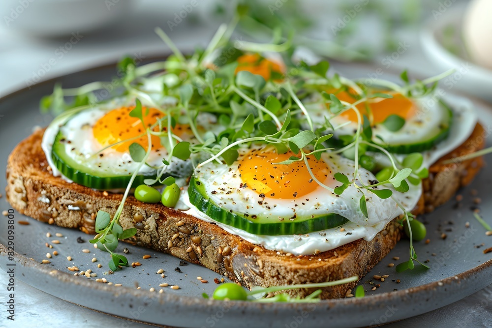 Plate sandwich eggs cucumbers Plate sandwich eggs cucumbers