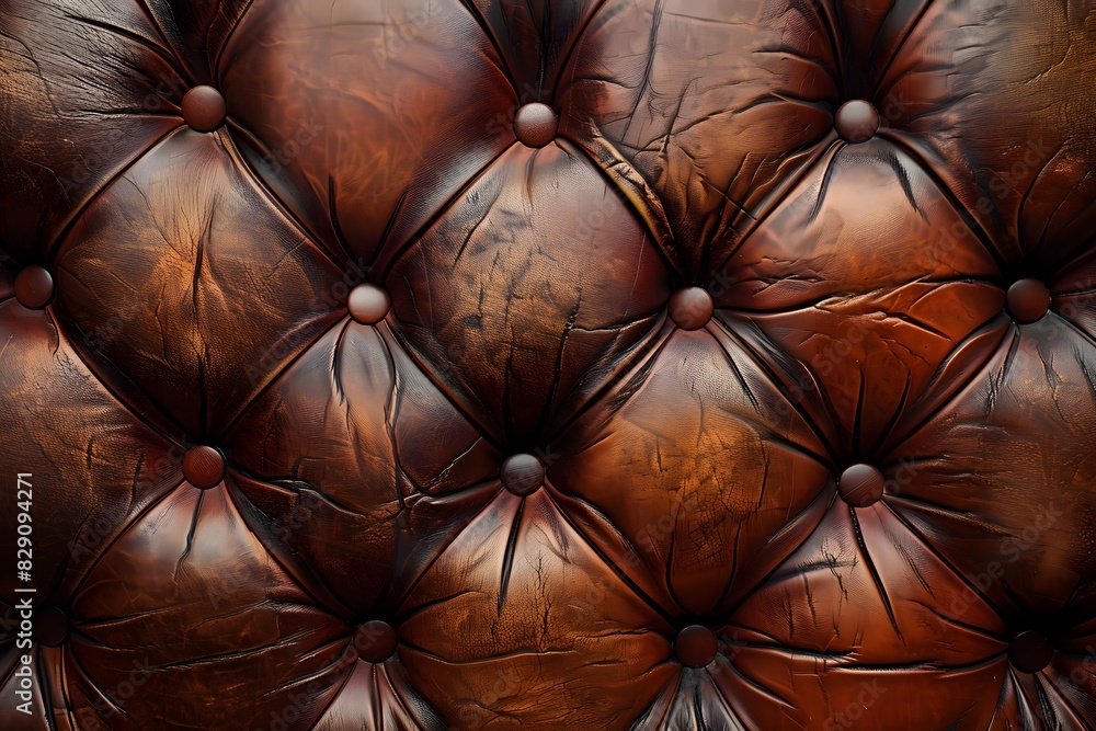 Naklejka premium Close up brown leather couch buttons