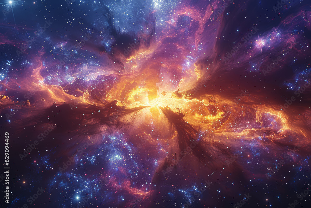 Obraz premium The cosmic lighthouse of a pulsating variable star, its luminosity waxing and waning with rhythmic precision, guiding astronomers through the depths of space. Generative Ai.