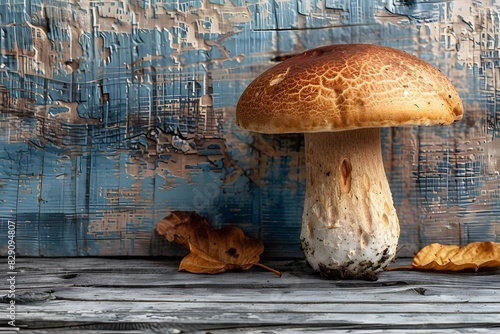 A fungus resting on an oak surface photo