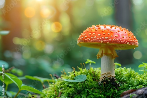 Macro mushroom moss tree stump