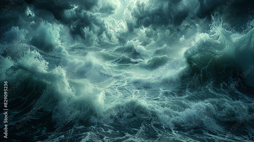 Obraz premium vast ocean An impending disaster The waves hit the shore gently.generative ai