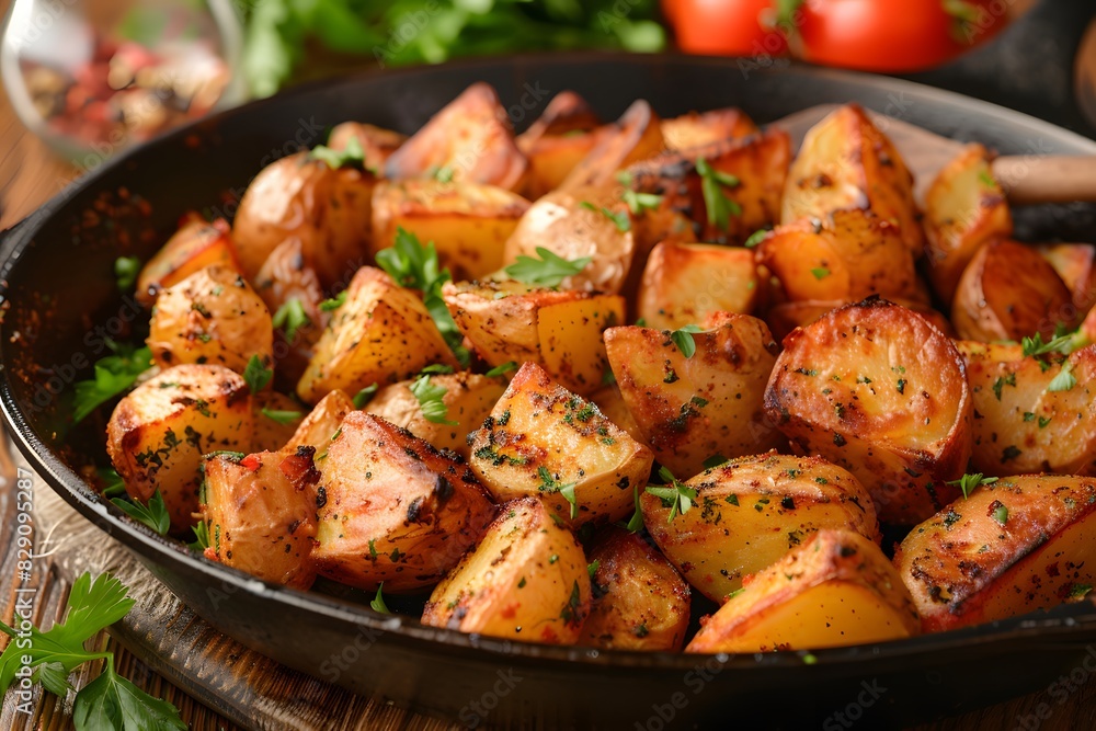 Pan potatoes herbs tomatoes Pan potatoes herbs tomatoes