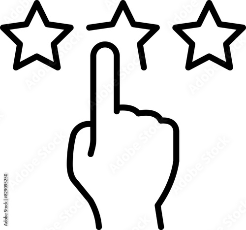 Hand click icon, rating stars icon , customer feedback icon. vector editable stroke