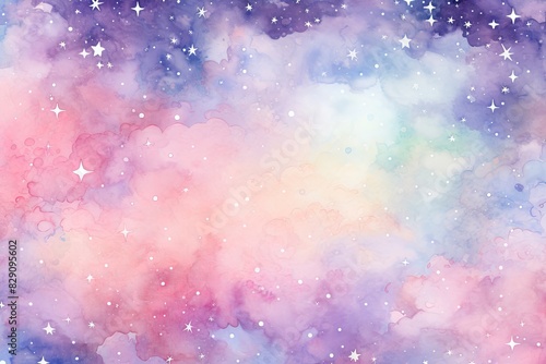 A cosmic blend of pastel watercolors resembling background, Pastel watercolor cloud background with copy text space