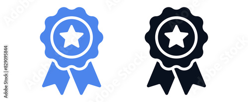 award ribbon star icon symbol, premium quality icon sign - medal, prize, badge, ribbon. web vector icon