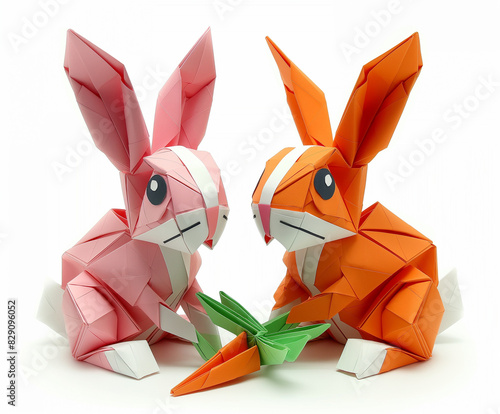 Origami Bunnies with Carrot – Cute Paper Art