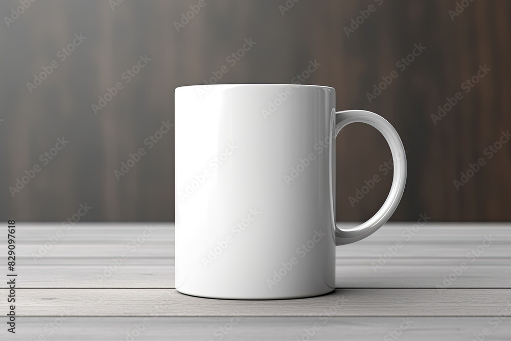 Blank coffee mug mockup with wooden table Blank coffee mug mockup with wooden table