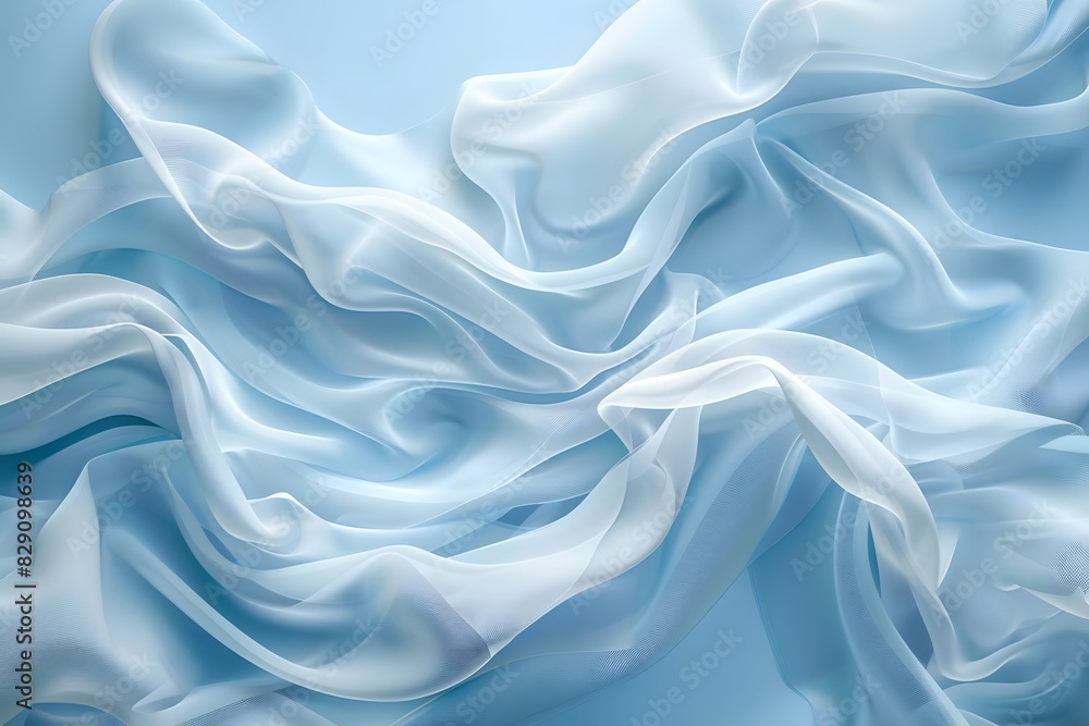 Fototapeta premium Close-up blue fabric with numerous folds