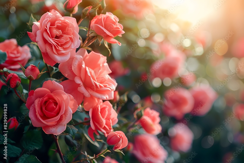 Multiple blooming roses in garden Multiple blooming roses in garden
