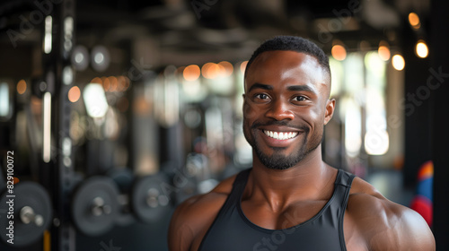 Smiling African American Personal Trainer in Gym