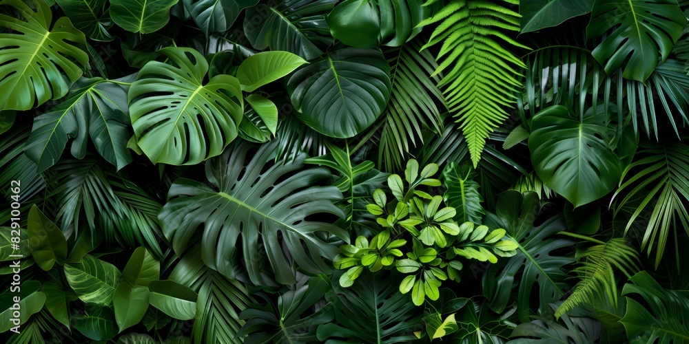 Nature photography, background, lush green jungle wall with vibrant tropical leaves, detailed and fresh greenery. Nature photography, background, lush green jungle wall with vibrant tropical leaves, detailed and fresh greenery.