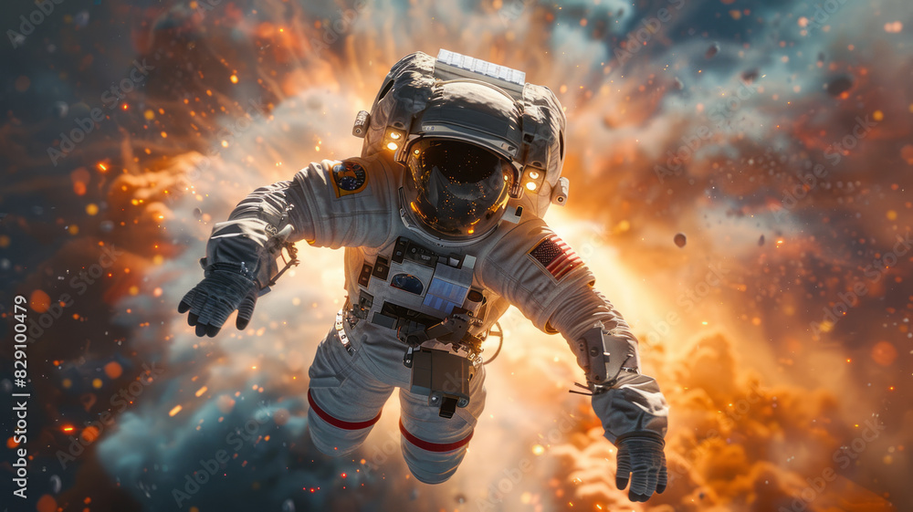 astronaut flying into the sky at an incredible speed.generative ai astronaut flying into the sky at an incredible speed.generative ai