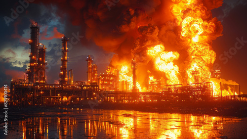 oil plant explosions and fire,generative ai