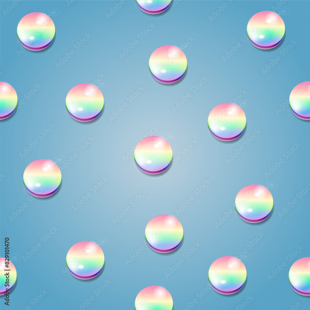 Fototapeta premium Rainbow drops on a sky background, seamless pattern 