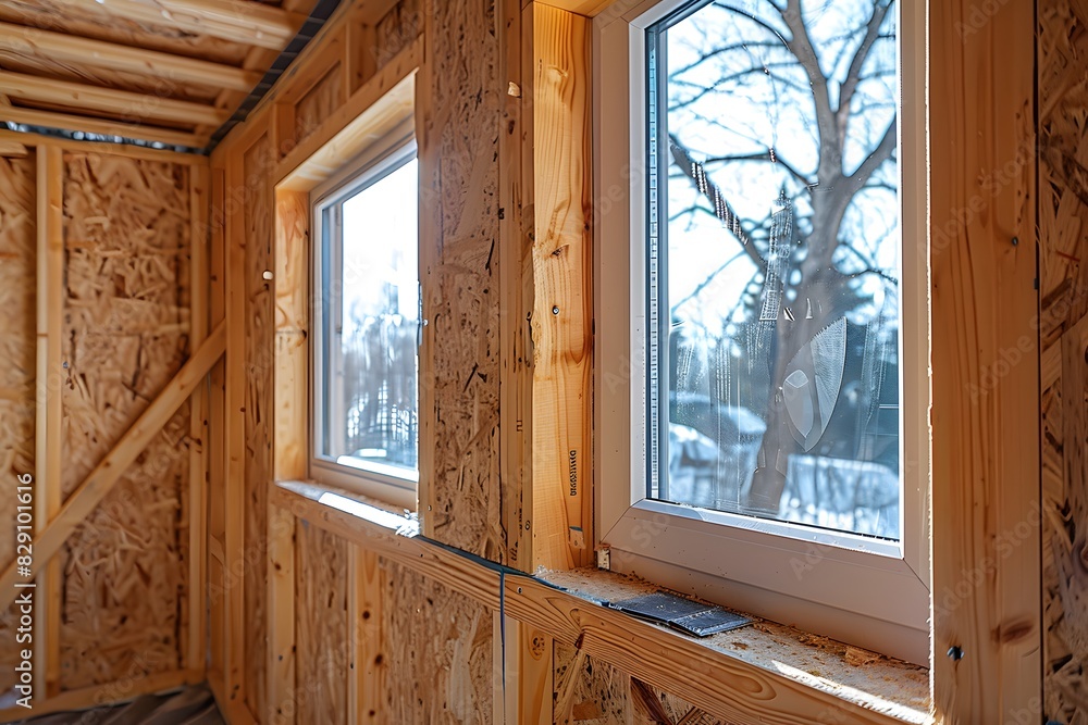 Window on wooden building with sill Window on wooden building with sill