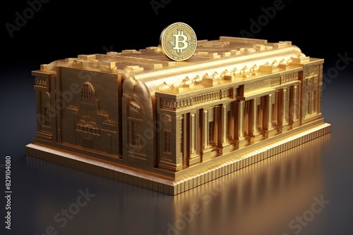 Obraz na płótnie Bitcoin bank: Institutional adoption involves large financial entities, such as hedge funds and corporations, incorporating Bitcoin into their investment strategies and balance sheets. AI-generated. w salonie