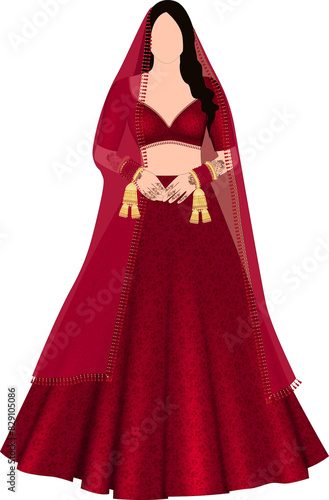 Photography Indian Bride wedding dress for invitation