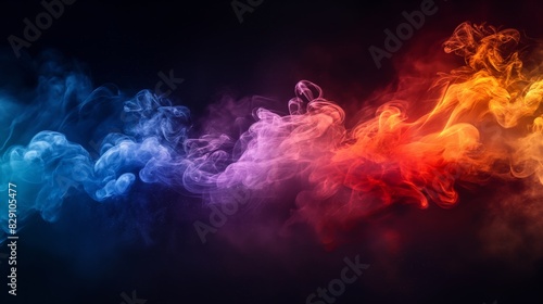 Vivid Hyperrealistic Rainbow Smoke Bomb Photography on Dark Background with High Contrast