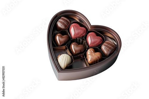 Elegant Heart Shaped Chocolate Gift Box Isolated on Transparent Background photo