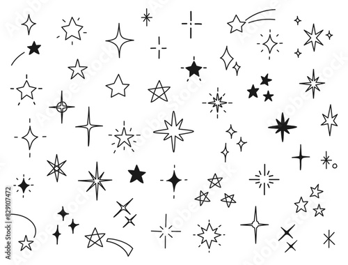 手書きのキラキラや星のイラストのセット