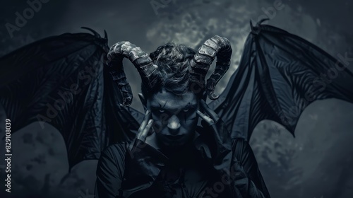 Demon with wings and horns wallpaper background