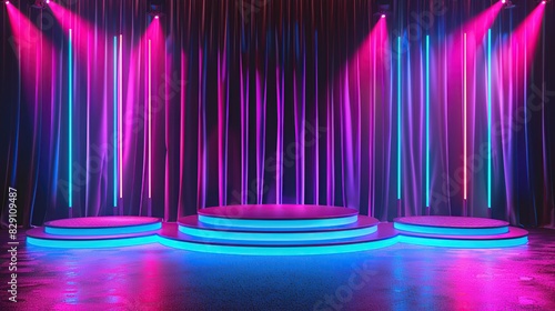 Stage podium product with spotlight