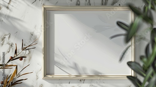 Frame mockup, in style of product mockup, close-up view.  photo