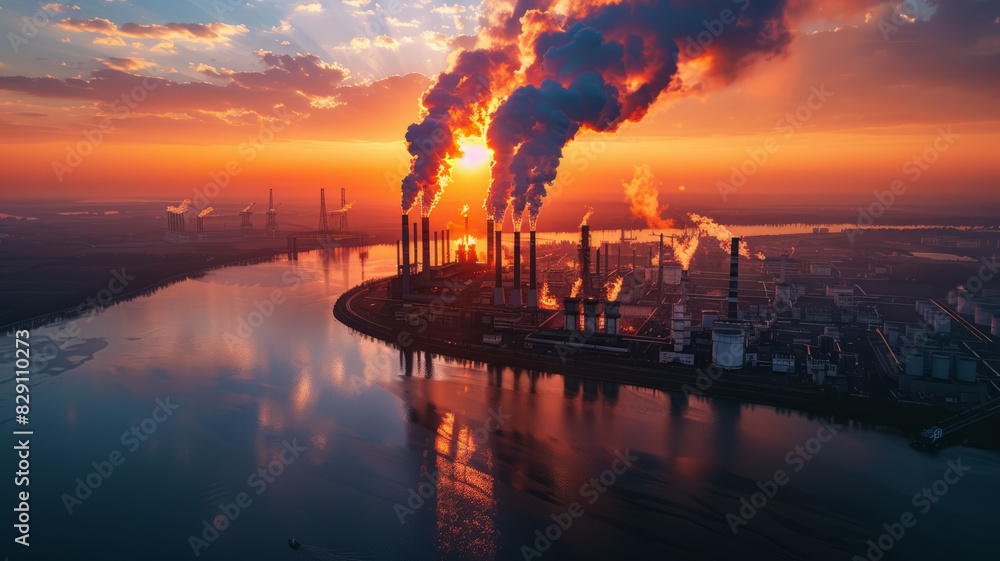 A factory burning waste to generate electricity,generative ai A factory burning waste to generate electricity,generative ai