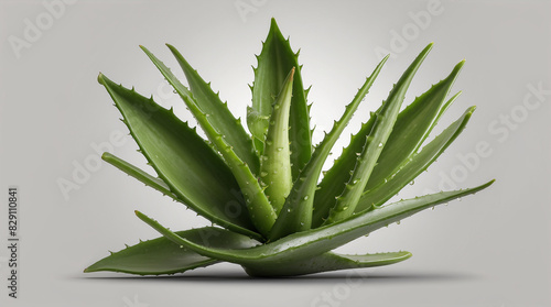  aloe vera plant with green leaves and spikes along the edges of the leaves.
