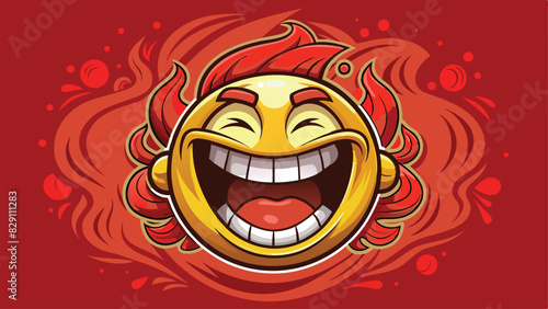 happy emoji face, red theme, background