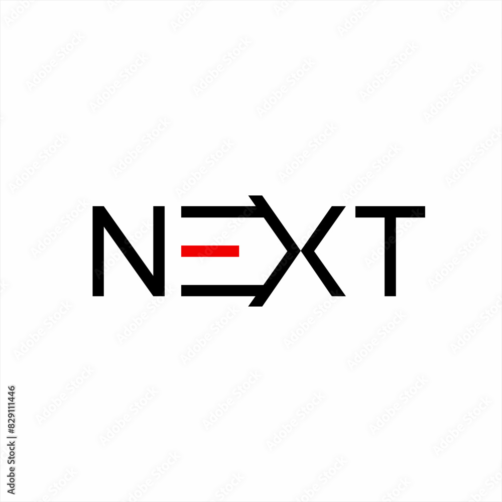 Next text design with arrow symbols in negative space on the letters E and X. Next text design with arrow symbols in negative space on the letters E and X.