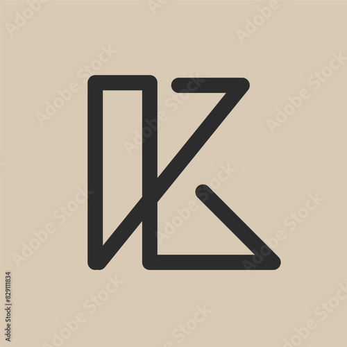 K monogram logo design. Unique and creative letter K icon. Minimal initial symbol.  Modern alphabet, branding letters. 