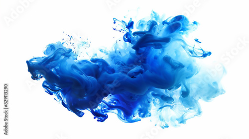 Bold blue pnt burst with dynamic swirls and transparent layers. Isolated element for versatile use. Ideal for advertising and branding. photo