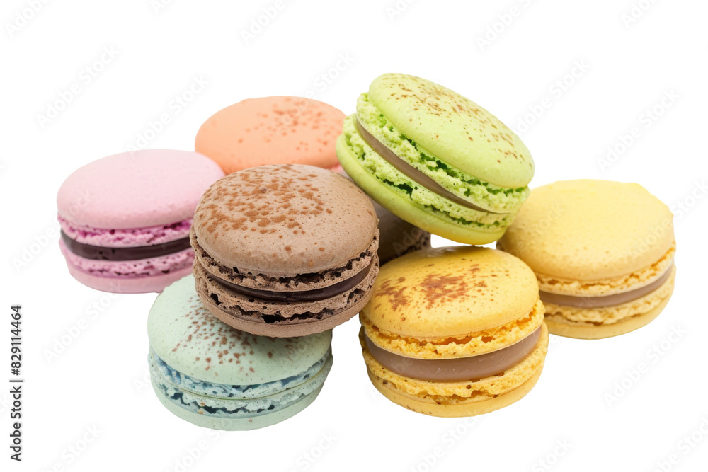 Vibrant Colorful Macarons Isolated on Transparent Background Vibrant Colorful Macarons Isolated on Transparent Background