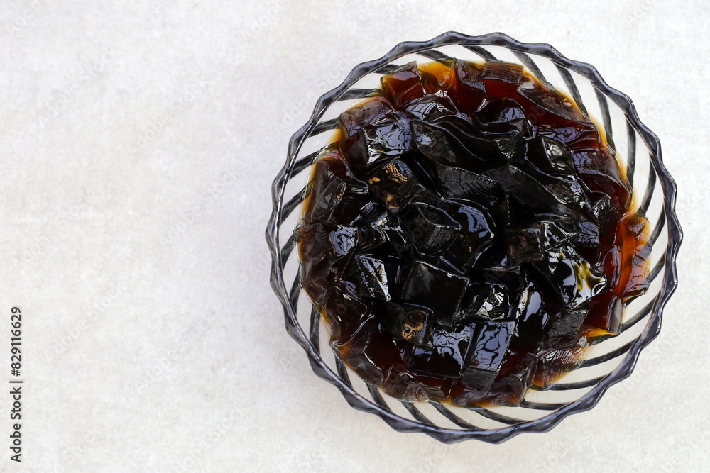 Fototapeta premium Grass jelly, herbal dessert. Mesona chinensis
