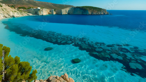 Seaside landscape, blue ocean, vacation