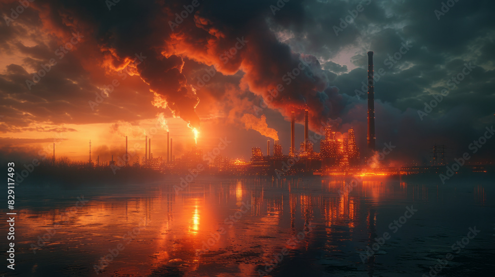A factory burning waste to generate electricity,generative ai A factory burning waste to generate electricity,generative ai