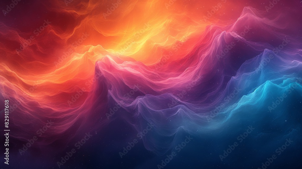 Colorful abstract waves under outer space