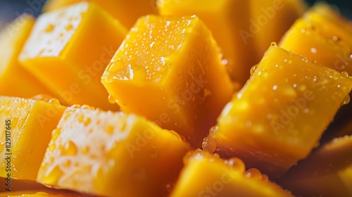 Mango fruit close-up. Pieces of mango.