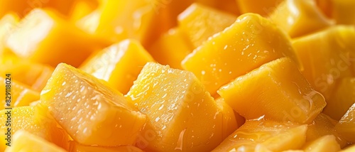 Mango fruit close-up. Pieces of mango.