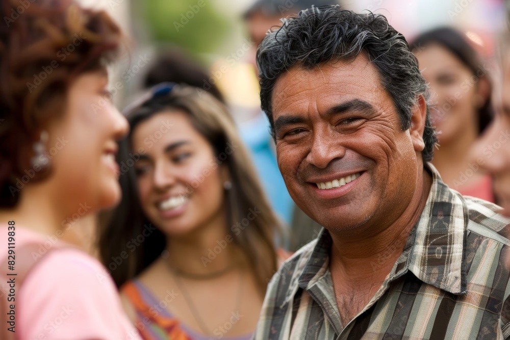 Portrait of a smiling Indian man with his friends in the background Portrait of a smiling Indian man with his friends in the background