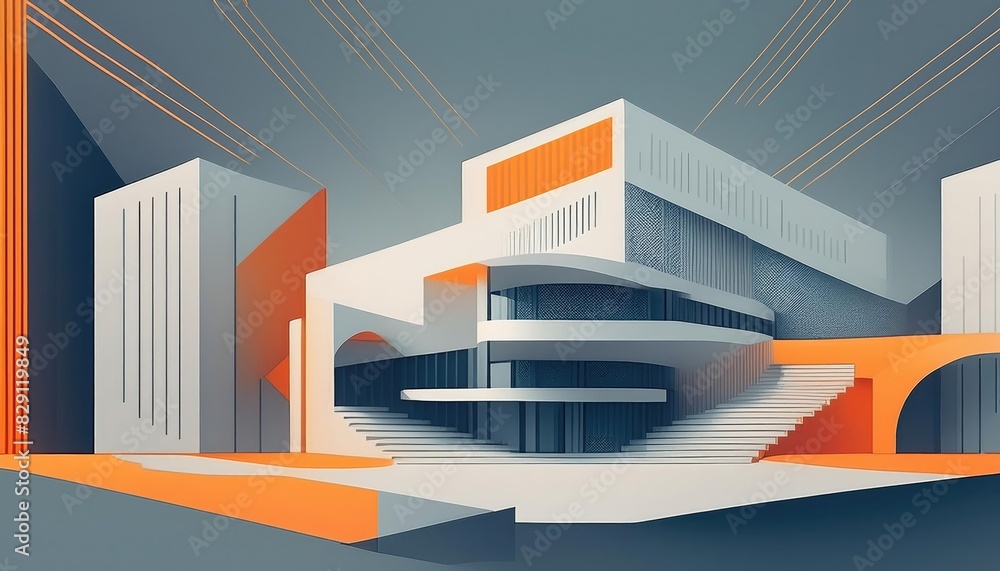 Futuristic building with sharp angles at sunset Futuristic building with sharp angles at sunset